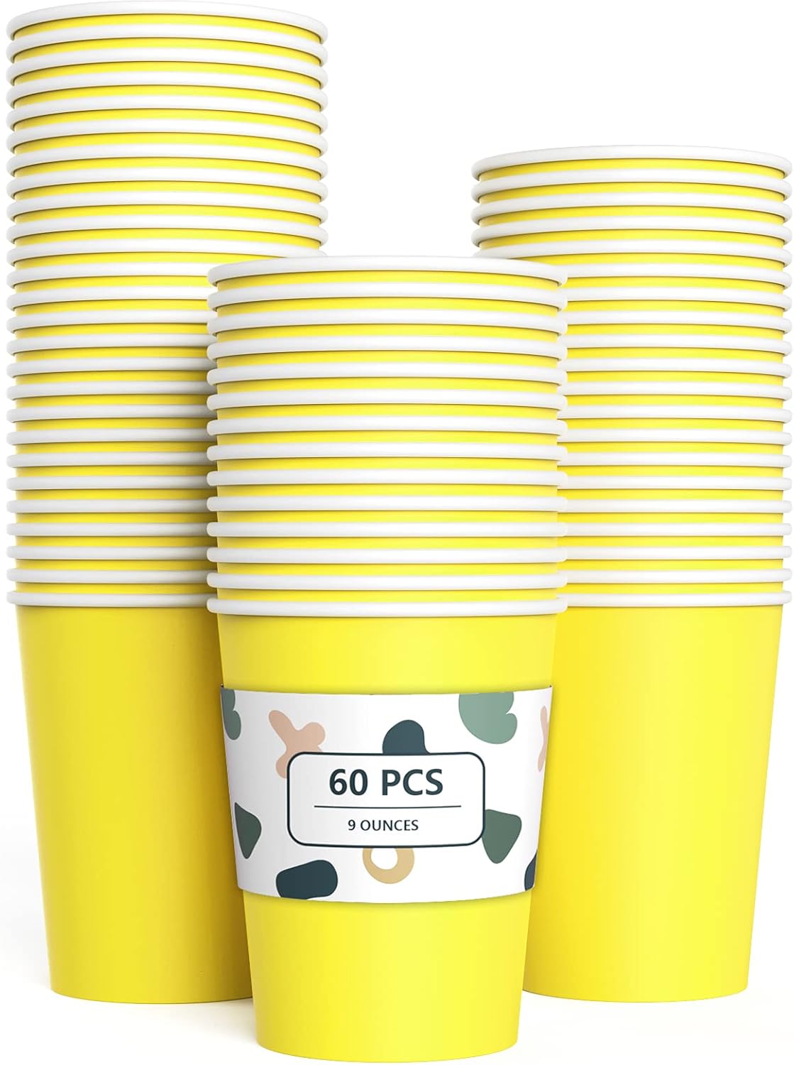 60 Pieces Yellow Paper Cups Disposable Party Cups Biodegradable and Compostable...