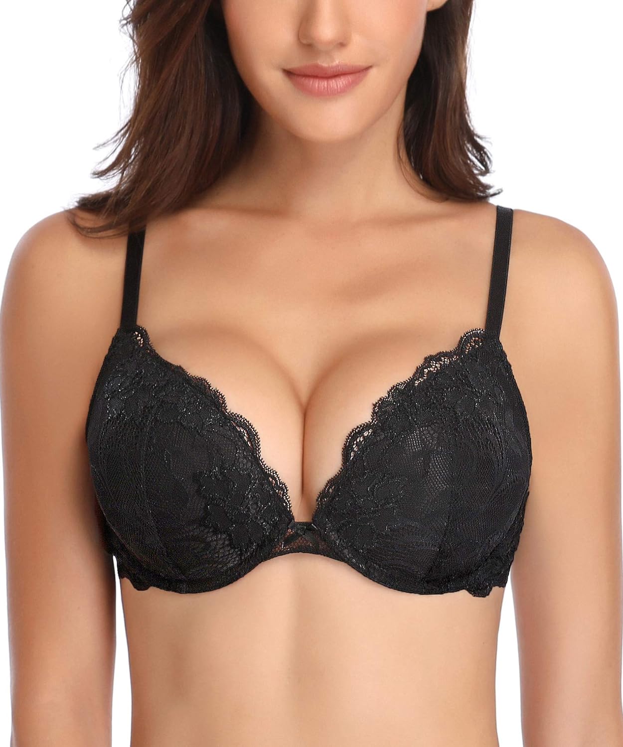 Deyllo Women’s Push Up Lace Bra, Special Comfort Padded Underwire Bra, Innovativ...