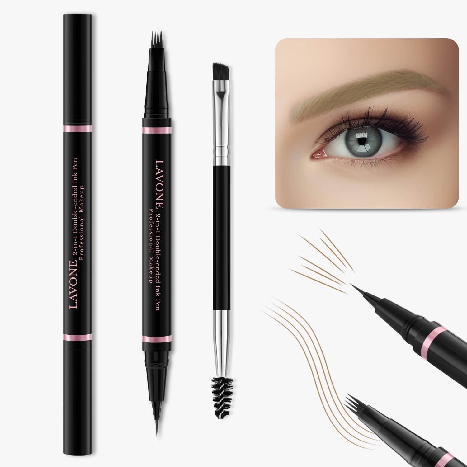 Eyebrow Pencil, Special 2-in-1 Waterproof Eyebrow Pen with 4 Tip Brow Pen, Ultra...
