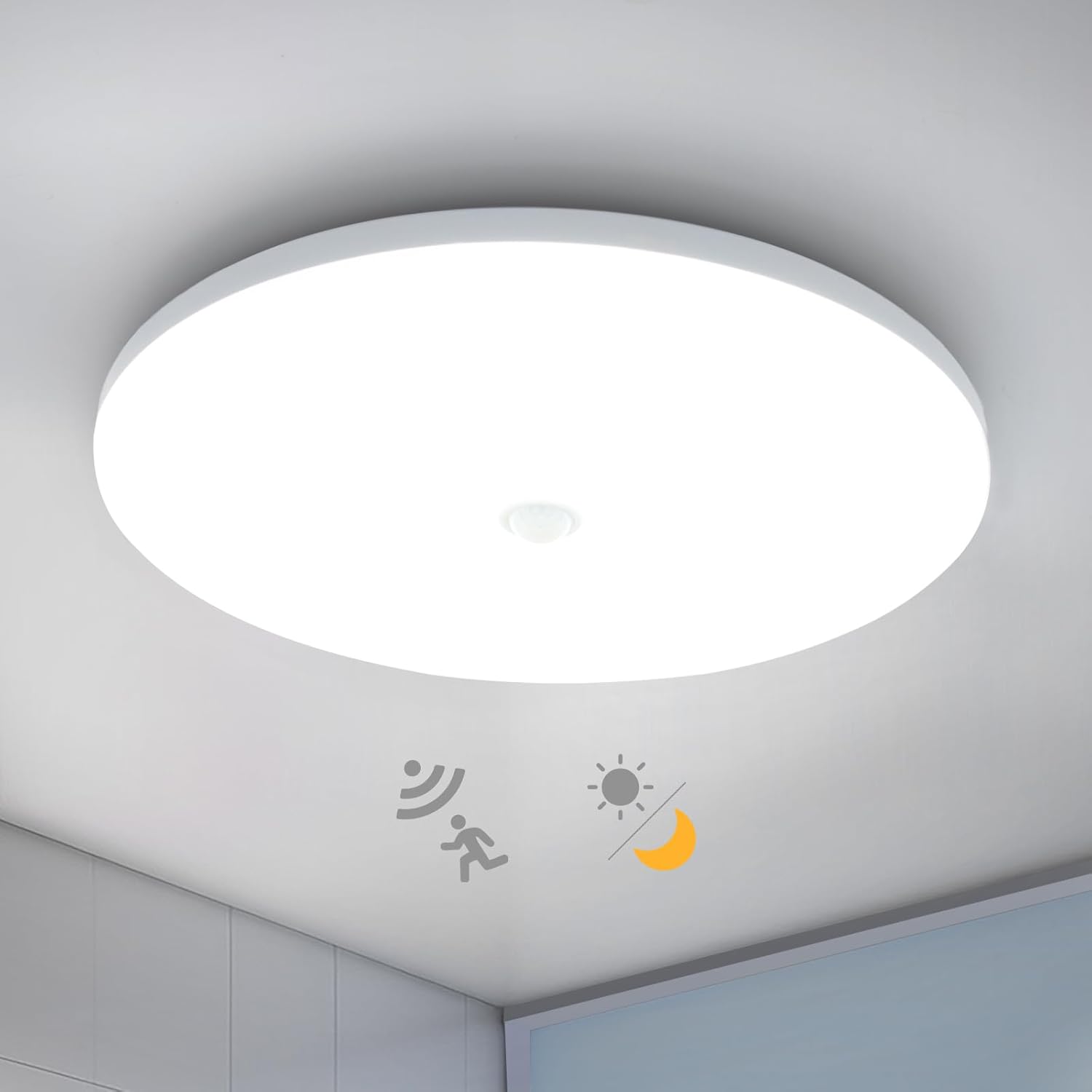 Combuh LED Ceiling Light, Special Motion Sensor Light with Twilight Sensor, Inno...