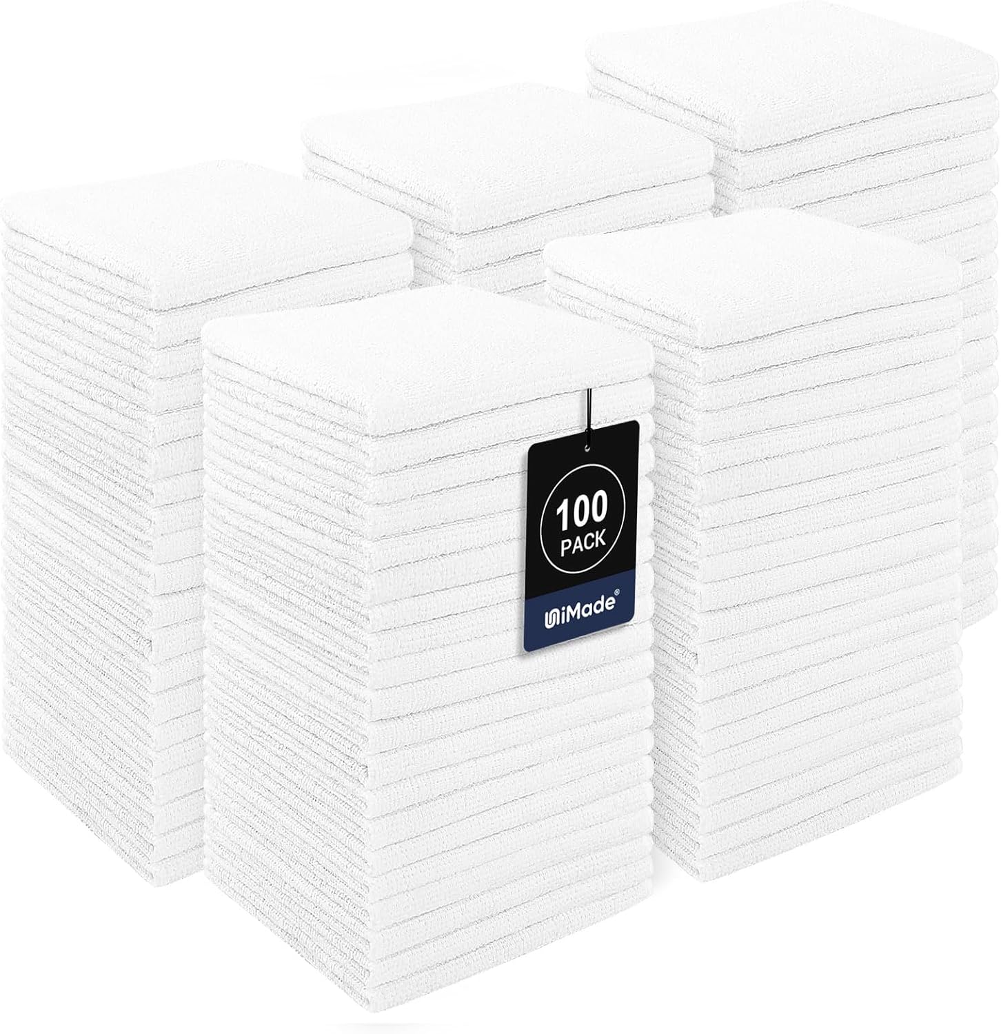 Washcloths Bulk - 100 Pack - Face Towels (12" x 12"), Multi-Purpose Microfiber C...