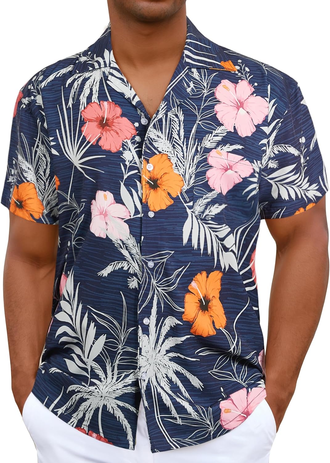 Unique iCKER Hawaiian Shirt, Stylish Beach Shirt for Men, Classic Short Sleeve w...
