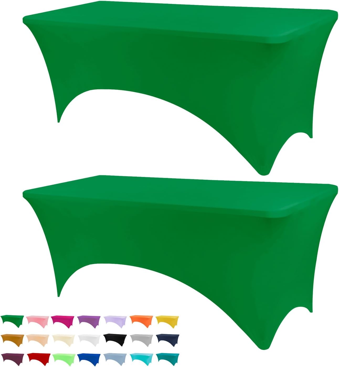BDDC Spandex Table Cover, Special Emerald Green Tablecloth 2 Pack 6FT, High-Qual...