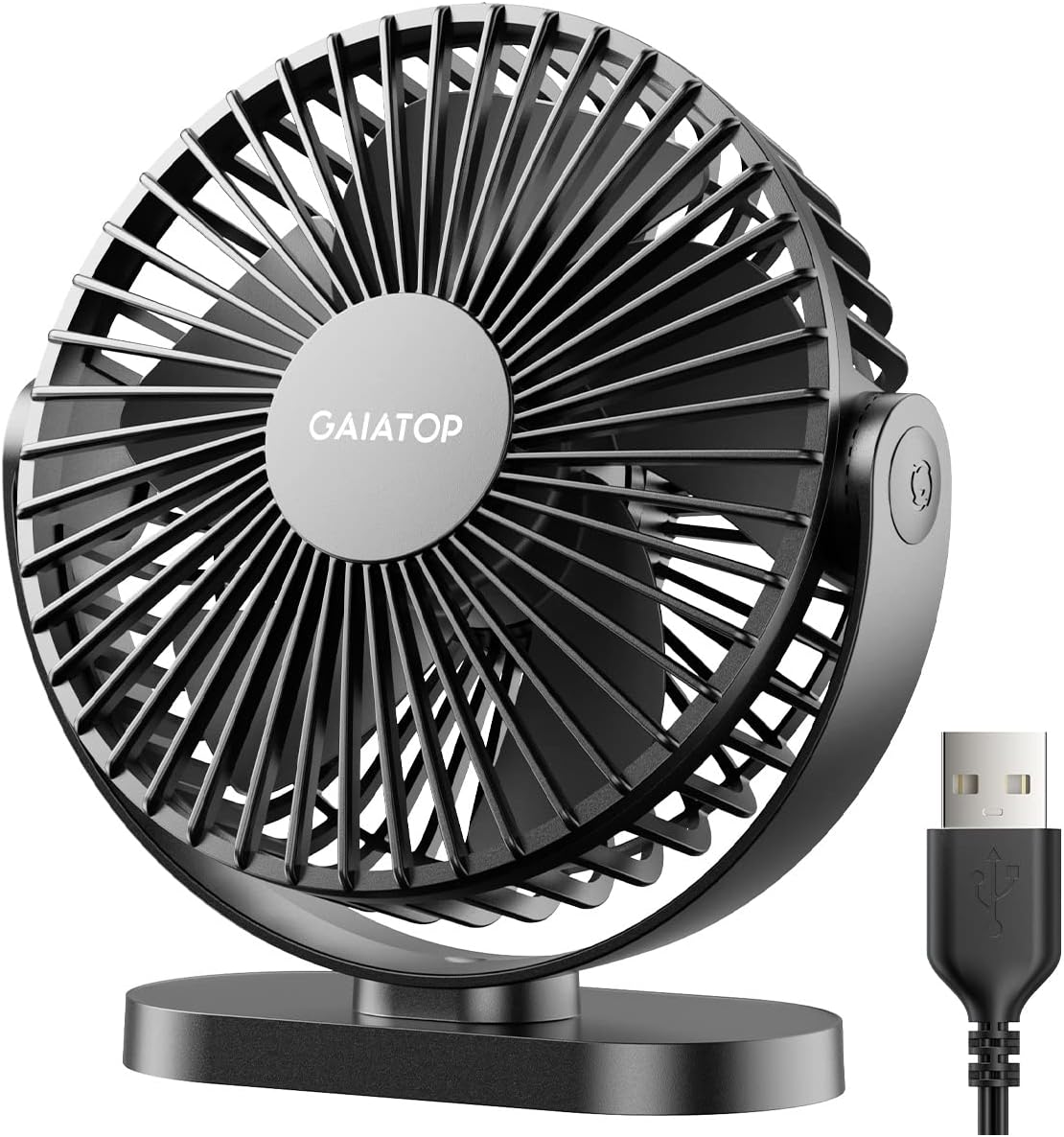 Gaiatop USB Desk Fan, 3 Speeds Powerful Portable Fan, 5.5 Inch Quiet Cooling Min...