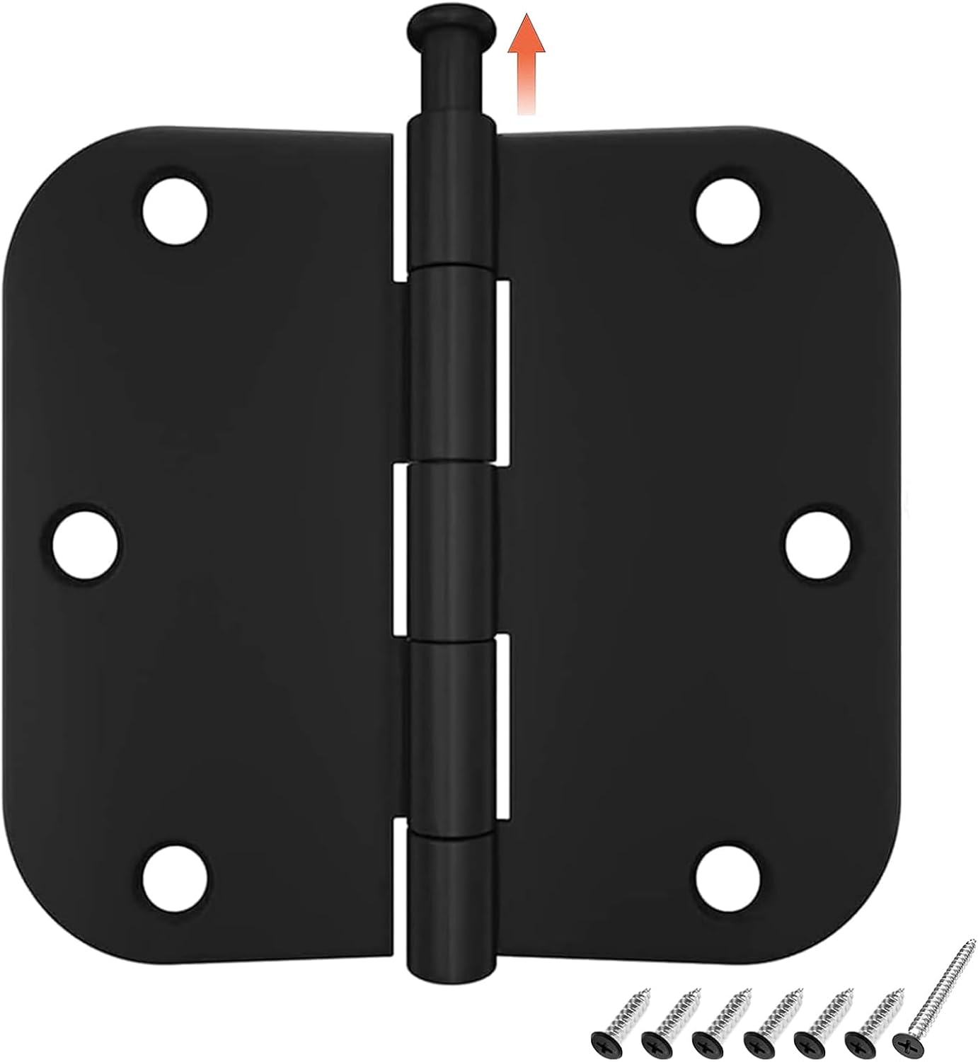 Special 30 Pack Rounded Matte Black Door Hinges, High-Quality 3.5 x 3.5 inch Hin...
