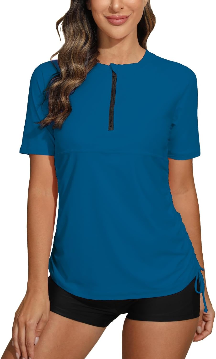 Halcurt Women's Half Zip Rashguard Shirt, Special Ruched Shirt with UPF 50, Affo...