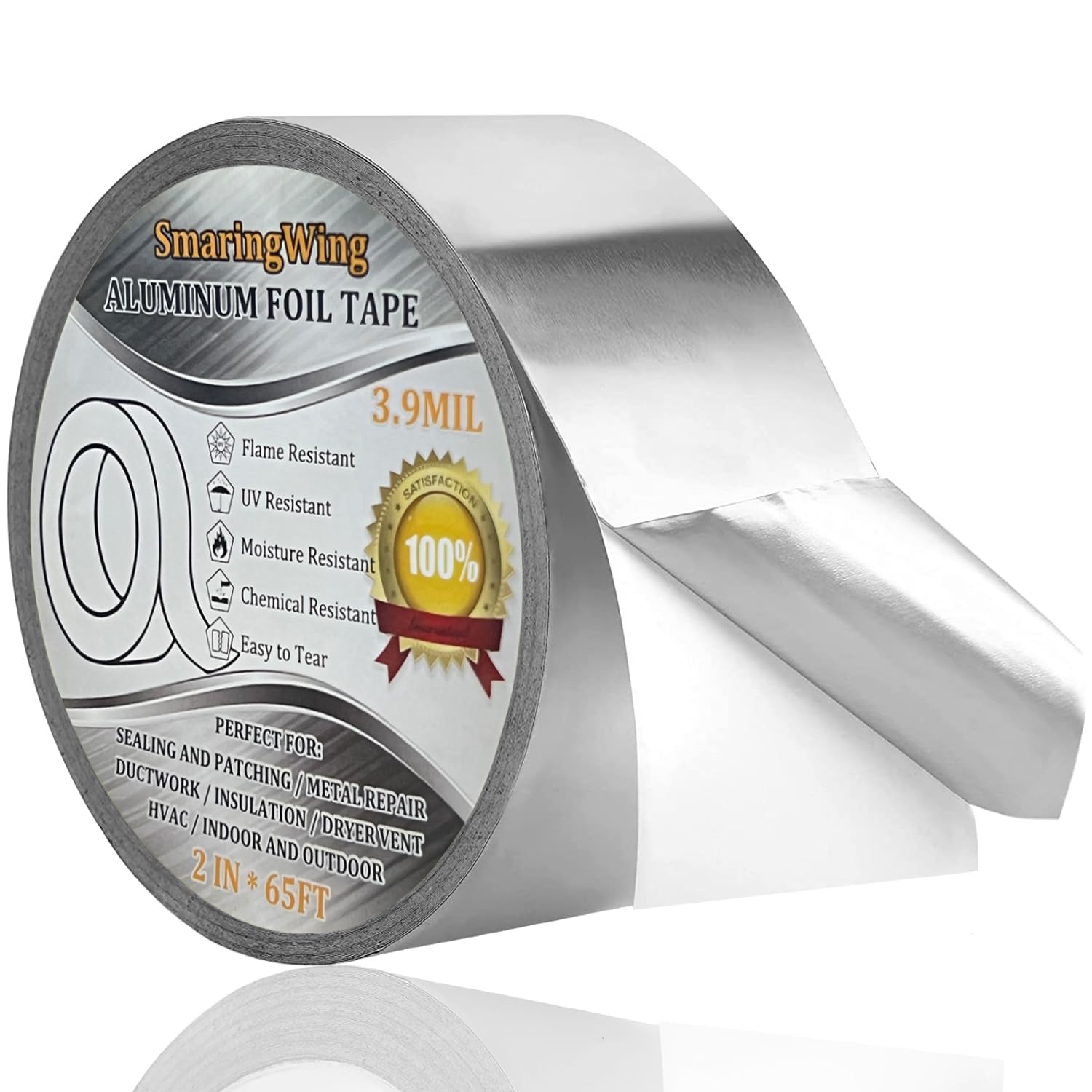 Duct Tape Heavy Duty Waterproof, Premium Aluminum Foil Tape (2"*65Feet,3.9mil),...