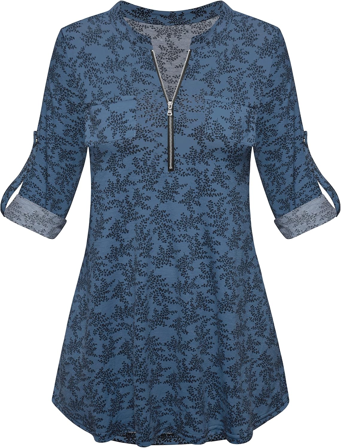 Unique Odosalii Womens Zip Up Plaid Tunic Blouse, Special Short/Long Sleeve Polo...