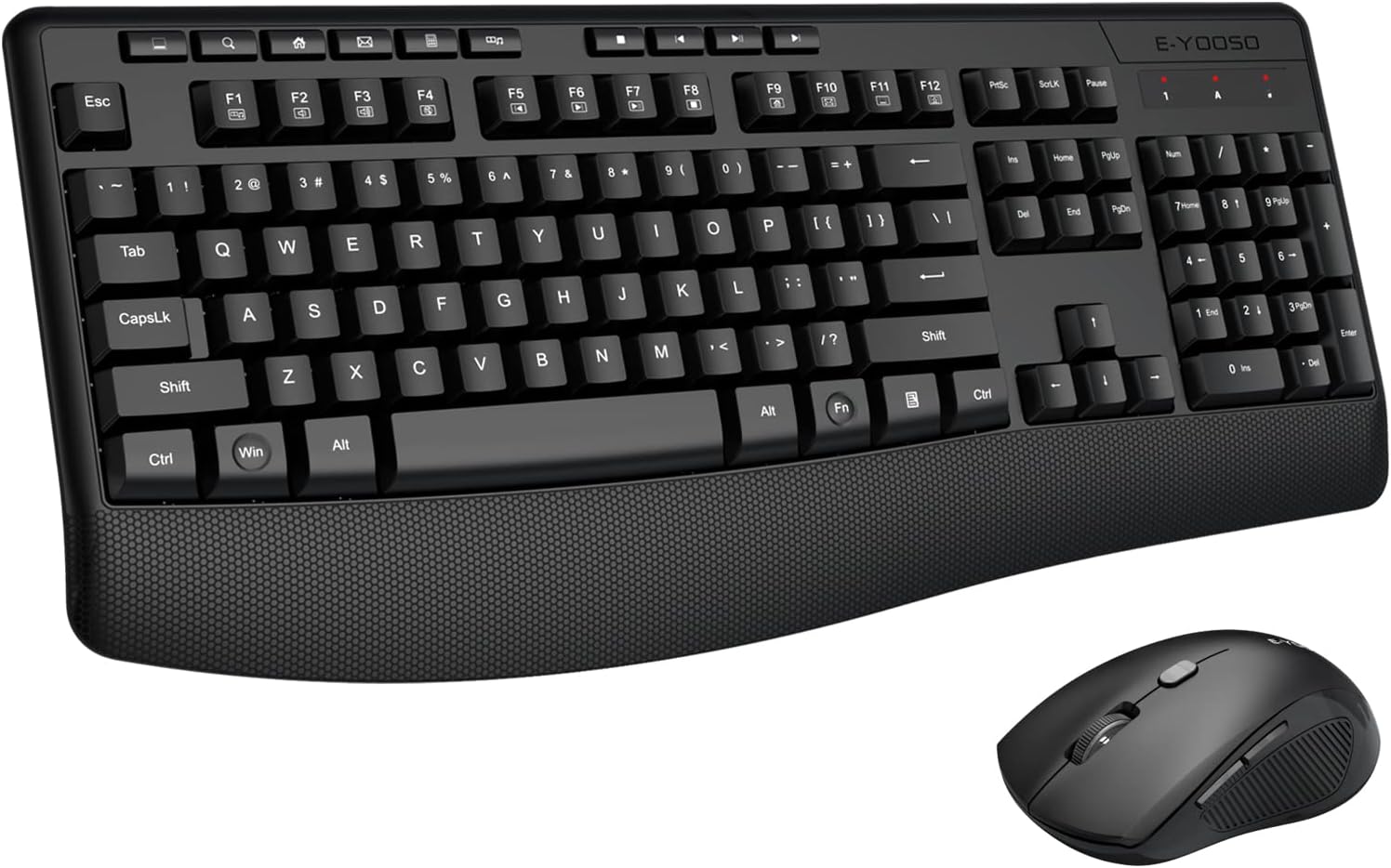 Wireless Keyboard and Mouse Combo, E-YOOSO 2.4GHz Full-Sized Ergonomic Wireless...