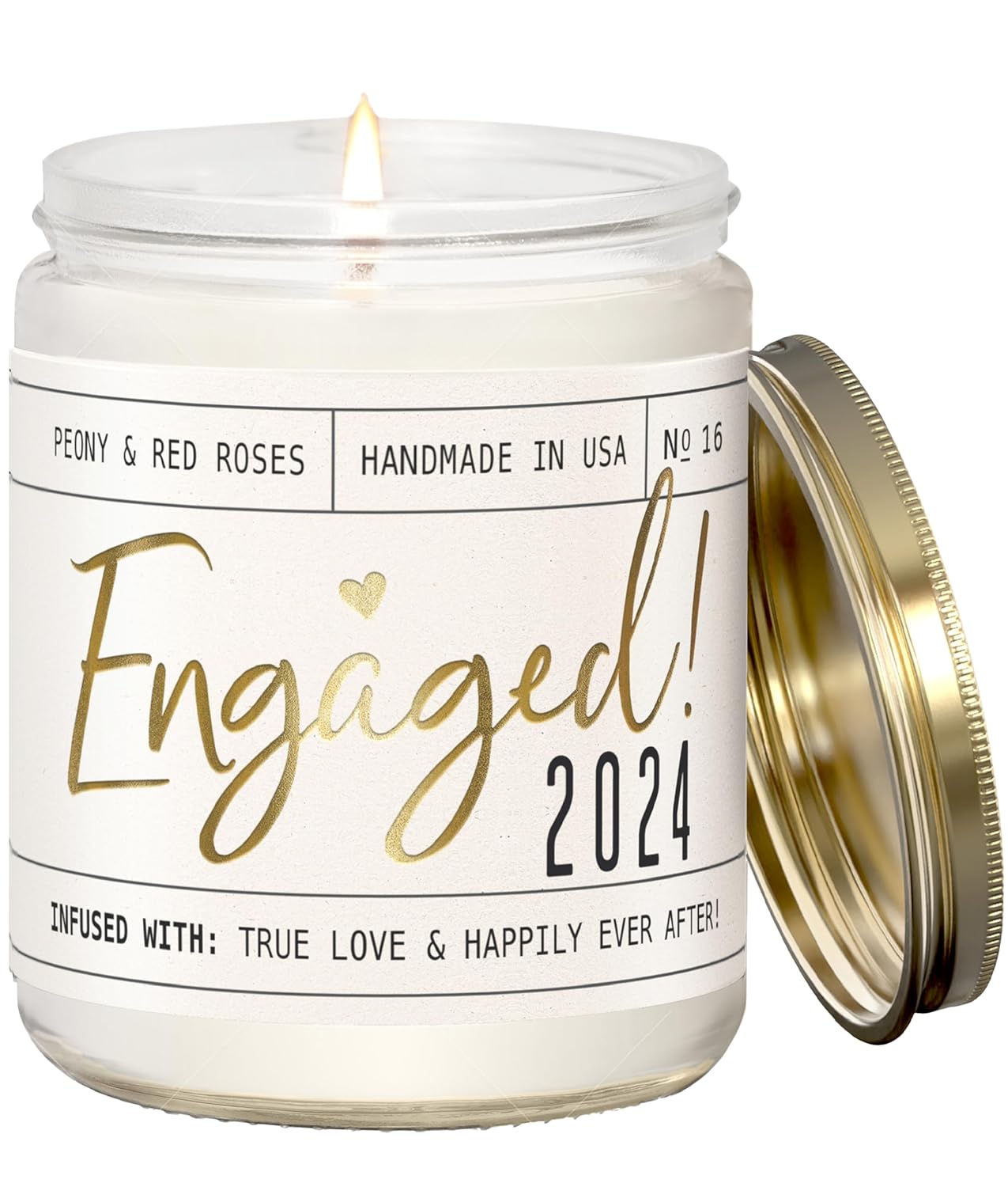 Engagement Gift, Engagement Gifts for Couples -'Engaged 2024' Candle, w/Peony &...