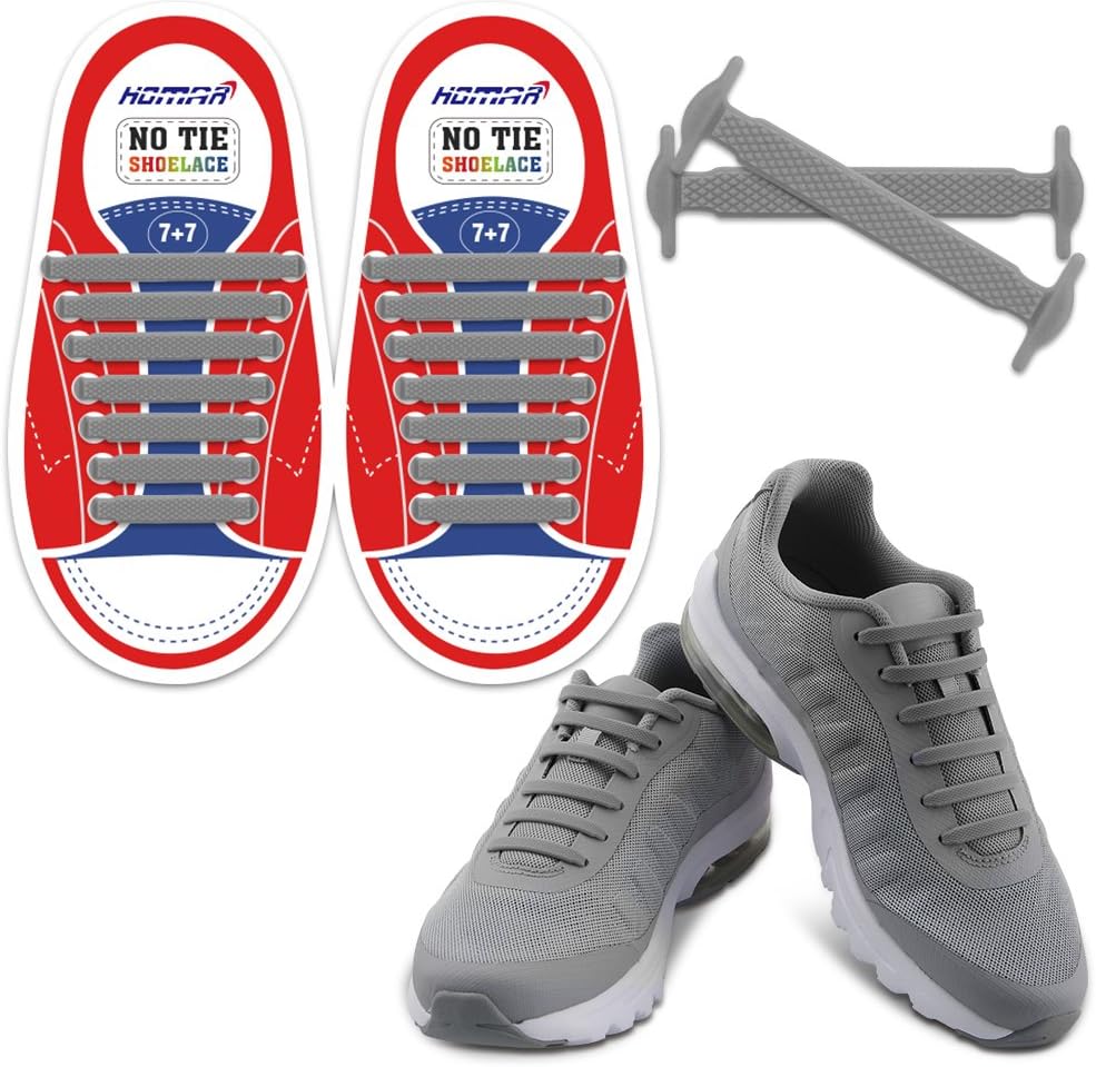 HOMAR No Tie Shoe Laces, Unique Elastic Stretch Tieless Silicone Laces for Kids...