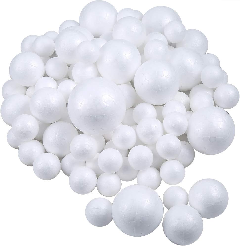 Pllieay 100 Pieces Foam Balls, Special Craft Balls with 5 Sizes, High-Quality Po...