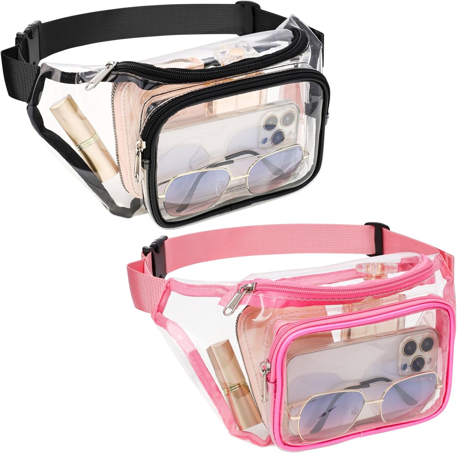 Veckle Fanny Pack, Special 2 Pack Clear Belt Bag for Sports Events, Stadium Appr...