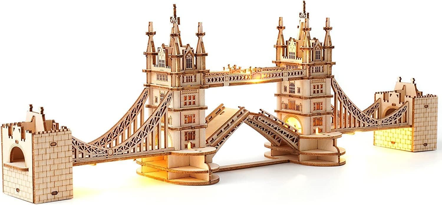 ROWOOD 3D Wooden Puzzle, Special Tower Bridge Model Kit for Adults, Innovative D...
