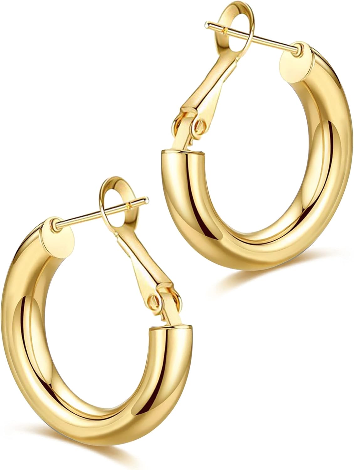 Wowshow Thick Hoop Earrings, Special Hollow 14K Gold Plated Earrings for Women,...