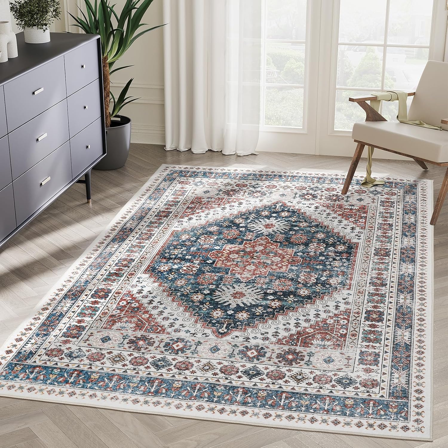 zesthome 8x10 Area Rugs, Special Non-Slip Backing Washable Rugs, Innovative Vint...