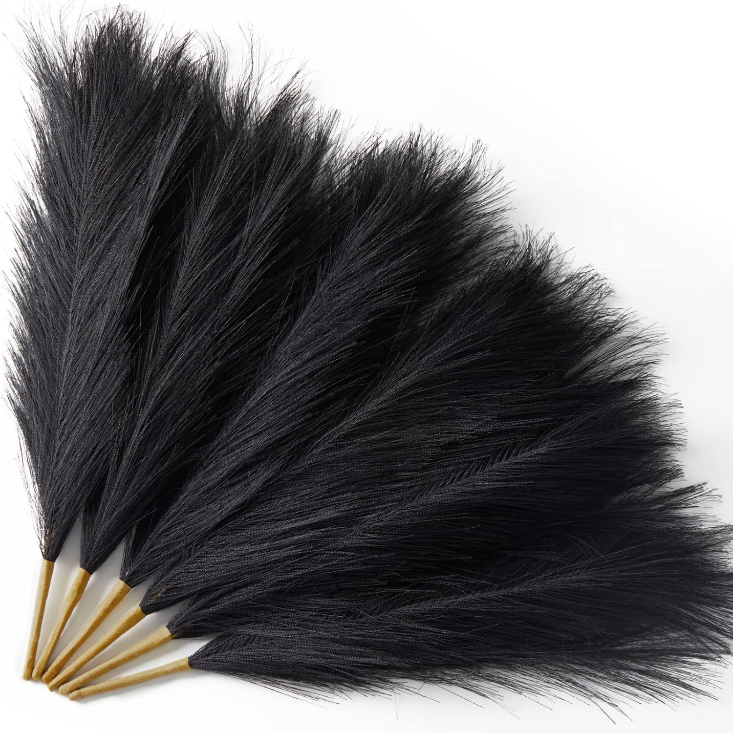 Serwalin Pampas Grass Black 17 Inch 6pcs, Unique Faux Pampas Grass Short, Specia...