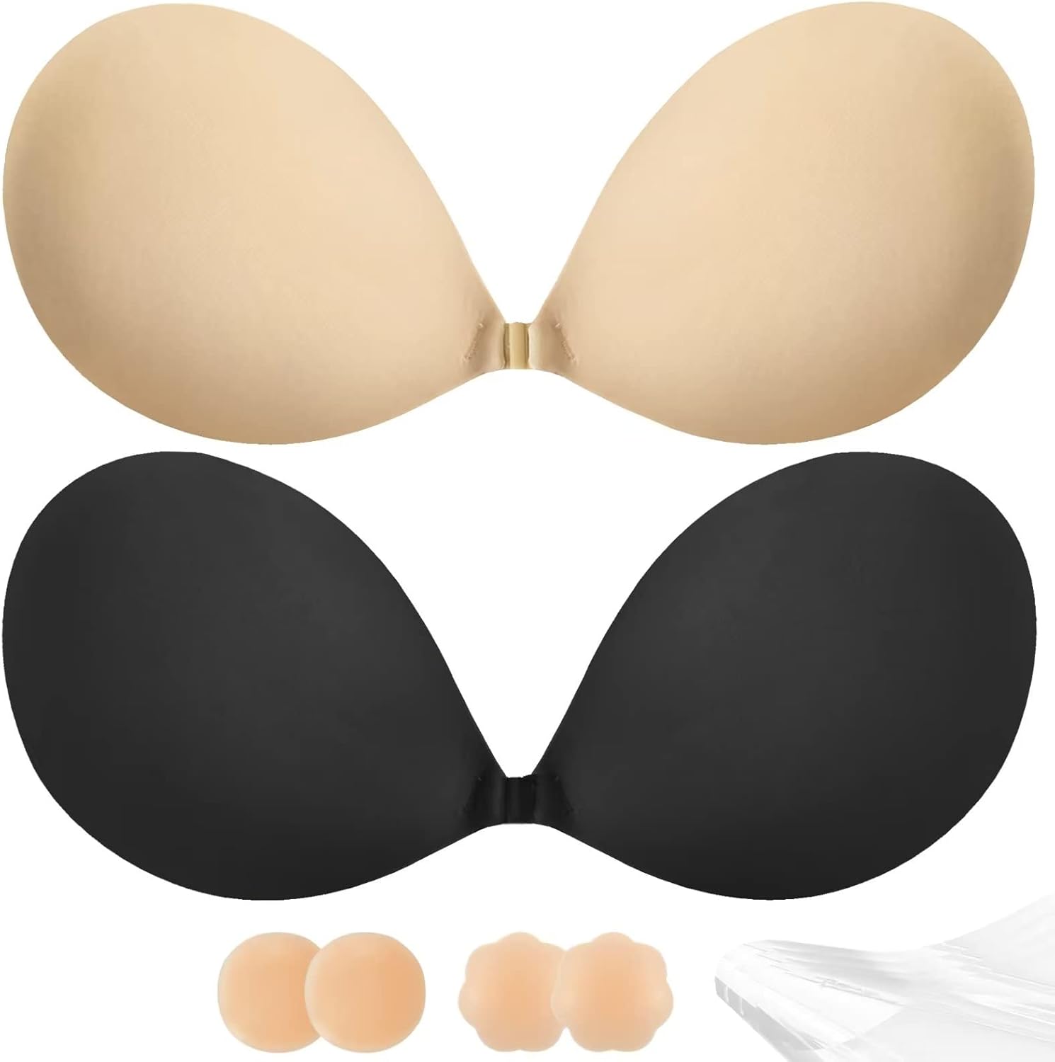 Adhesive Bra Push Up for Women 2 Pair, Sticky Invisible Lifting Bra, Backless St...