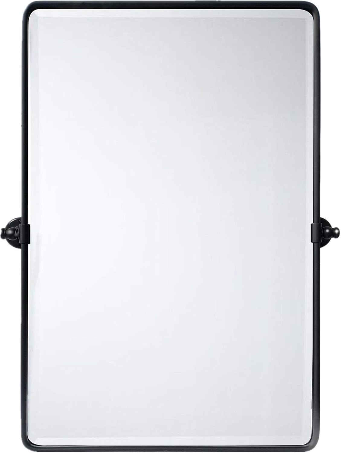TEHOME Matt Black Pivot Rectangle Bathroom Vanity Mirrror Farmhouse Tiltable Rou...