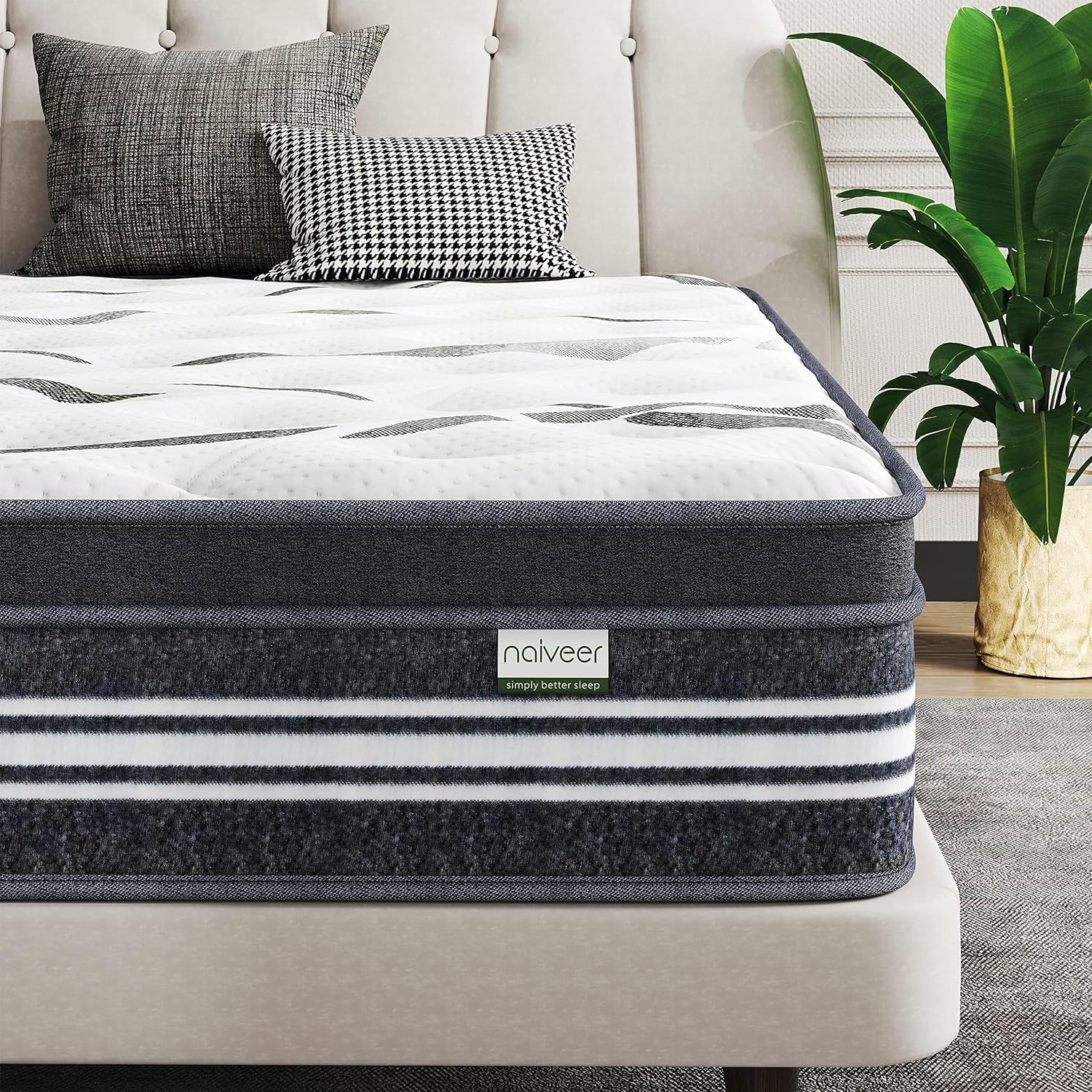 Queen Mattress 12 Inch, Memory Foam Mattress with Innerspring, Queen Size Mattre...
