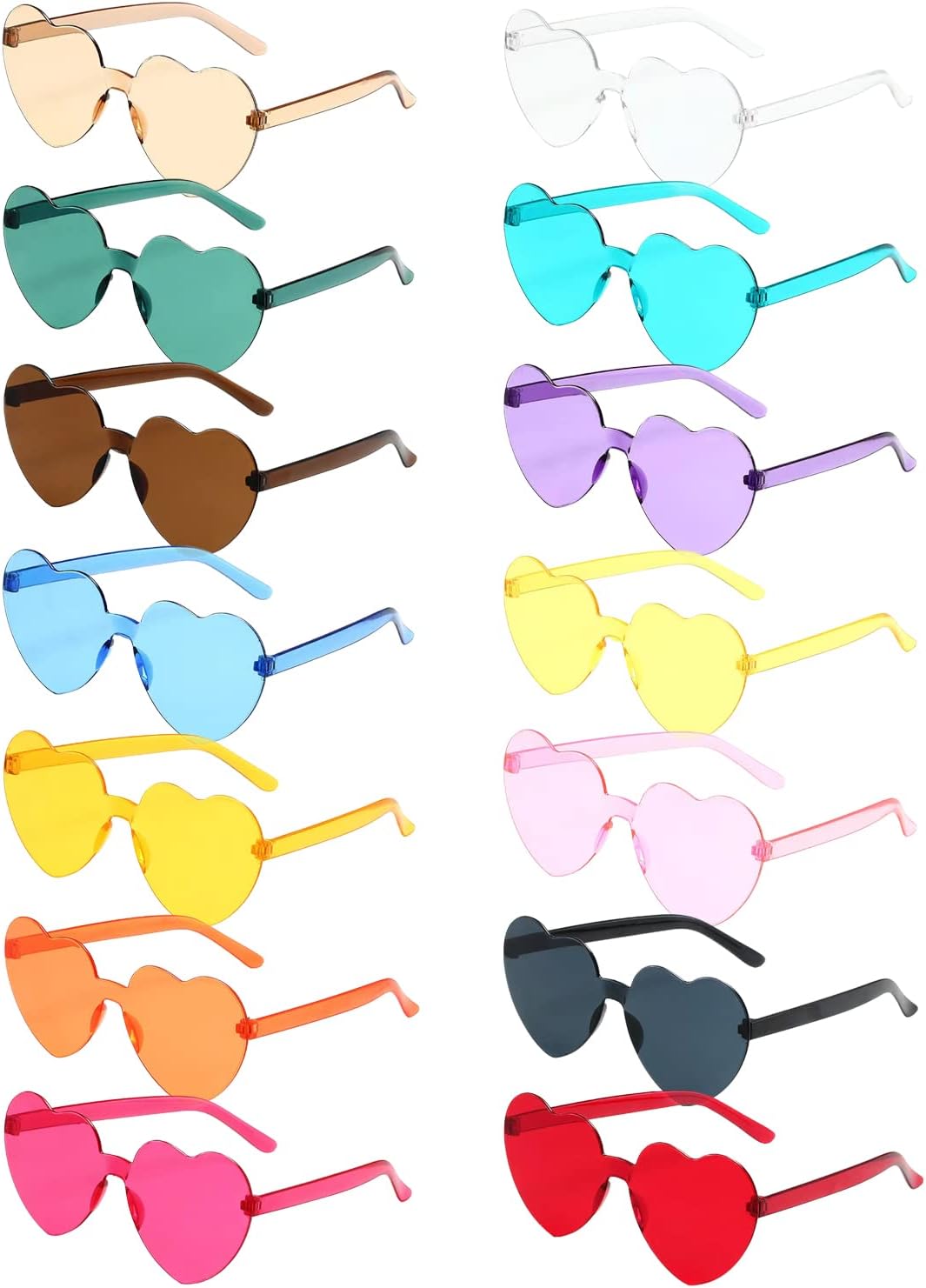 PARSUP 14 Pairs Heart Shaped Rimless Glasses Frameless Sunglasses Transparent Ca...
