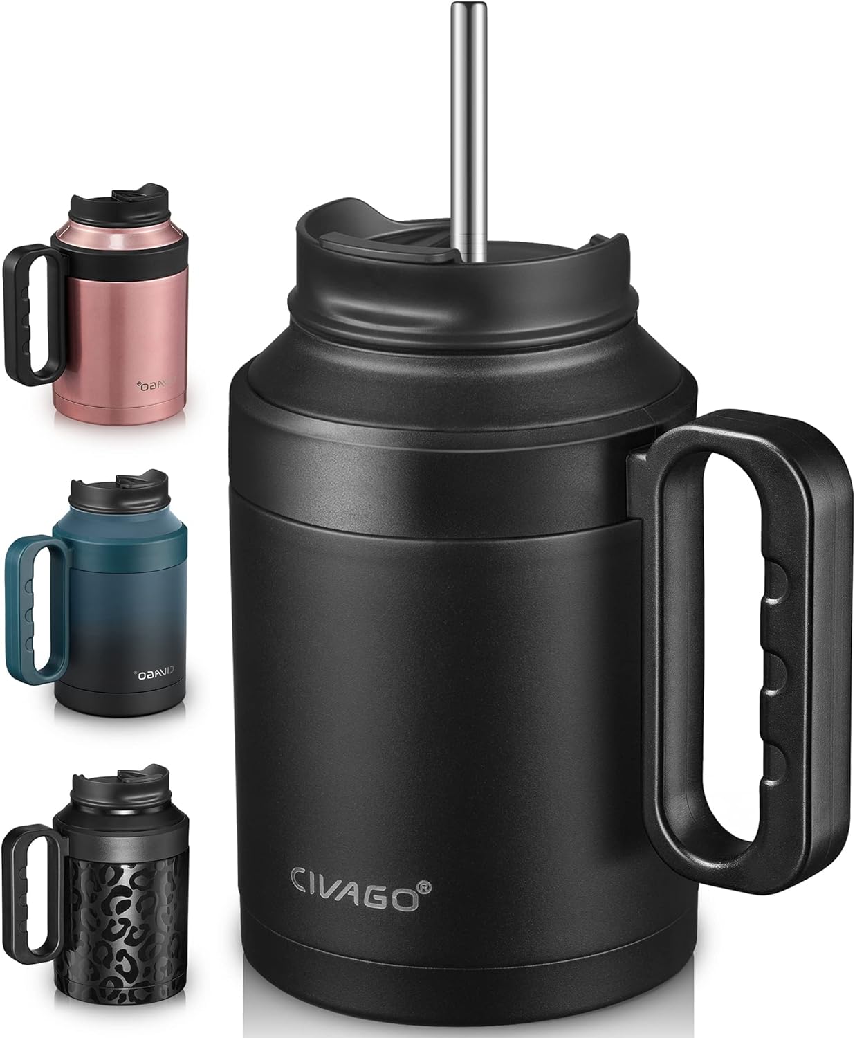 CIVAGO 50 oz Insulated Tumbler, Special Tumbler Mug with Lid and Straw, Innovati...