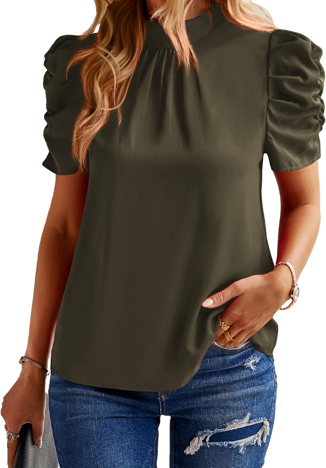 BTFBM Women's Summer Boho Shirt, Special Ruffle Short Sleeve Frill Trim Blouse,...