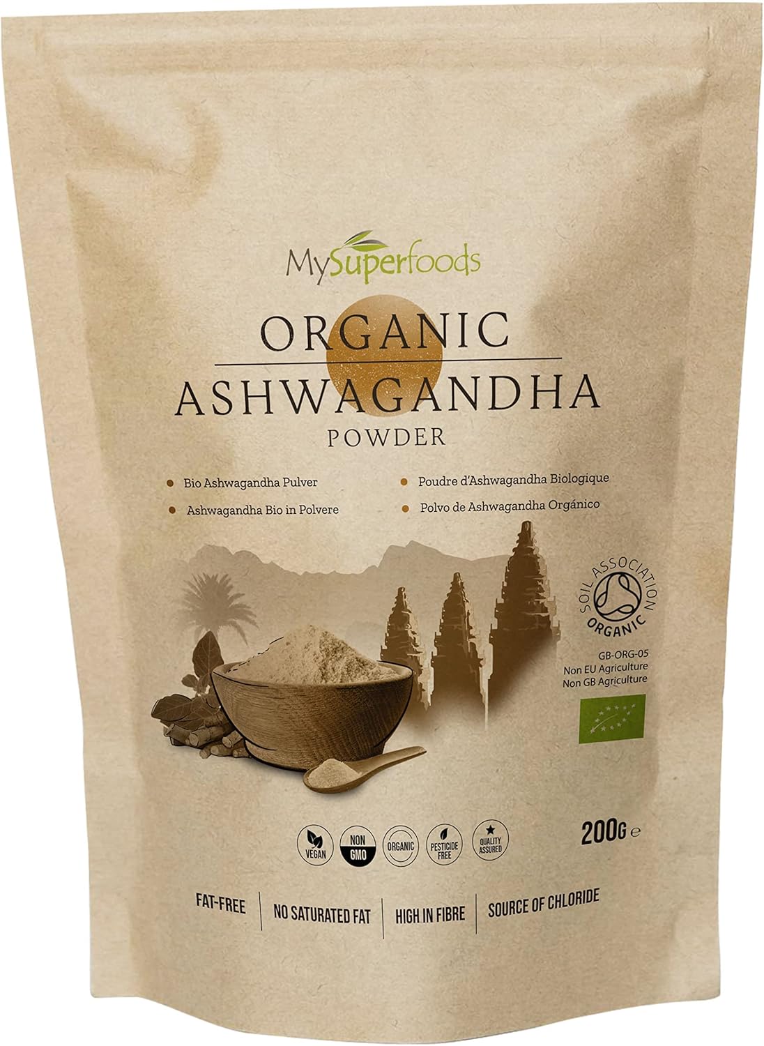MySuperfoods Organic Ashwagandha Powder 200g, Rich Source of Vitamin B6 & B12 Re...