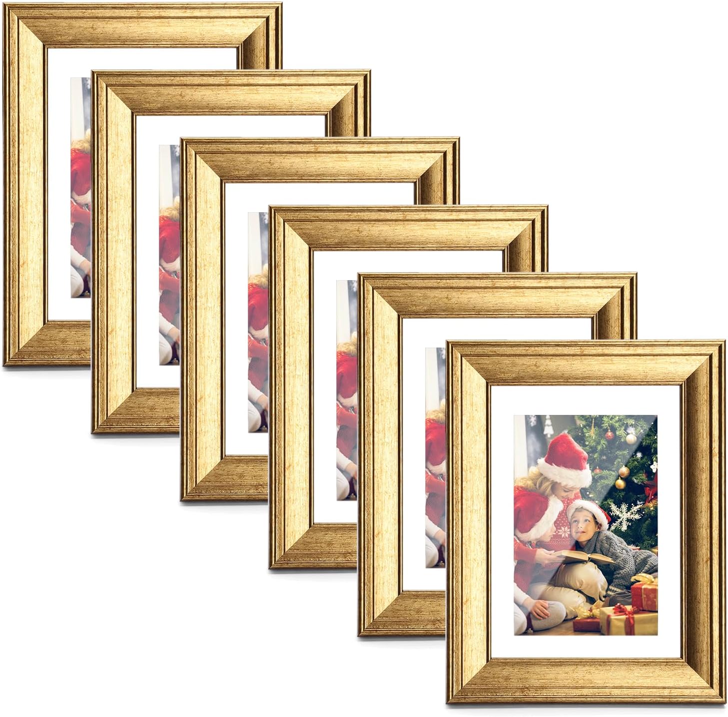 TWING Gold Picture Frames, Special 4x6 Picture Frames Set of 6, Innovative Gold...