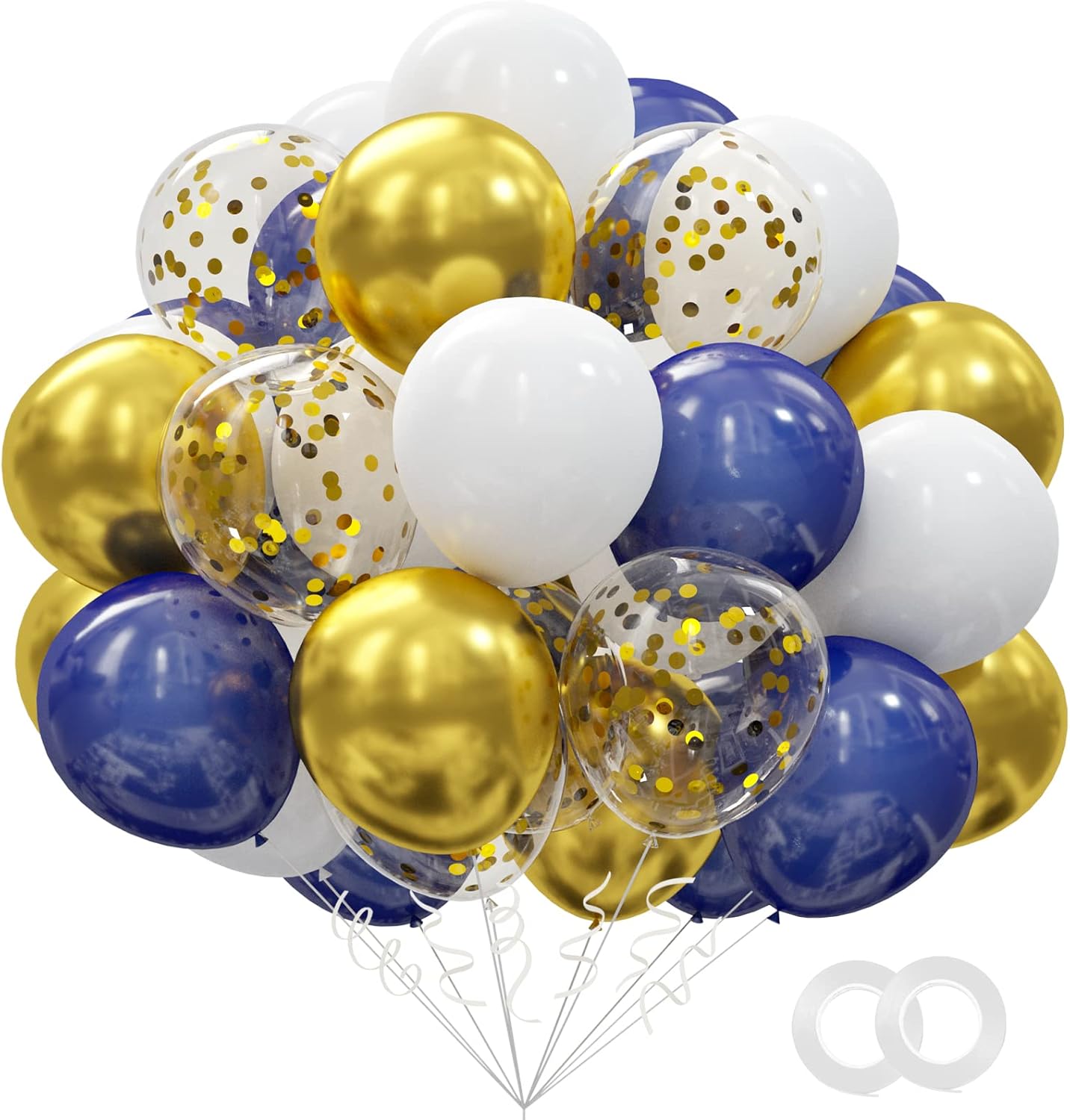 Gold Navy Blue Balloons Kit, Unique Party Decoration Balloons 62pcs, Innovative...
