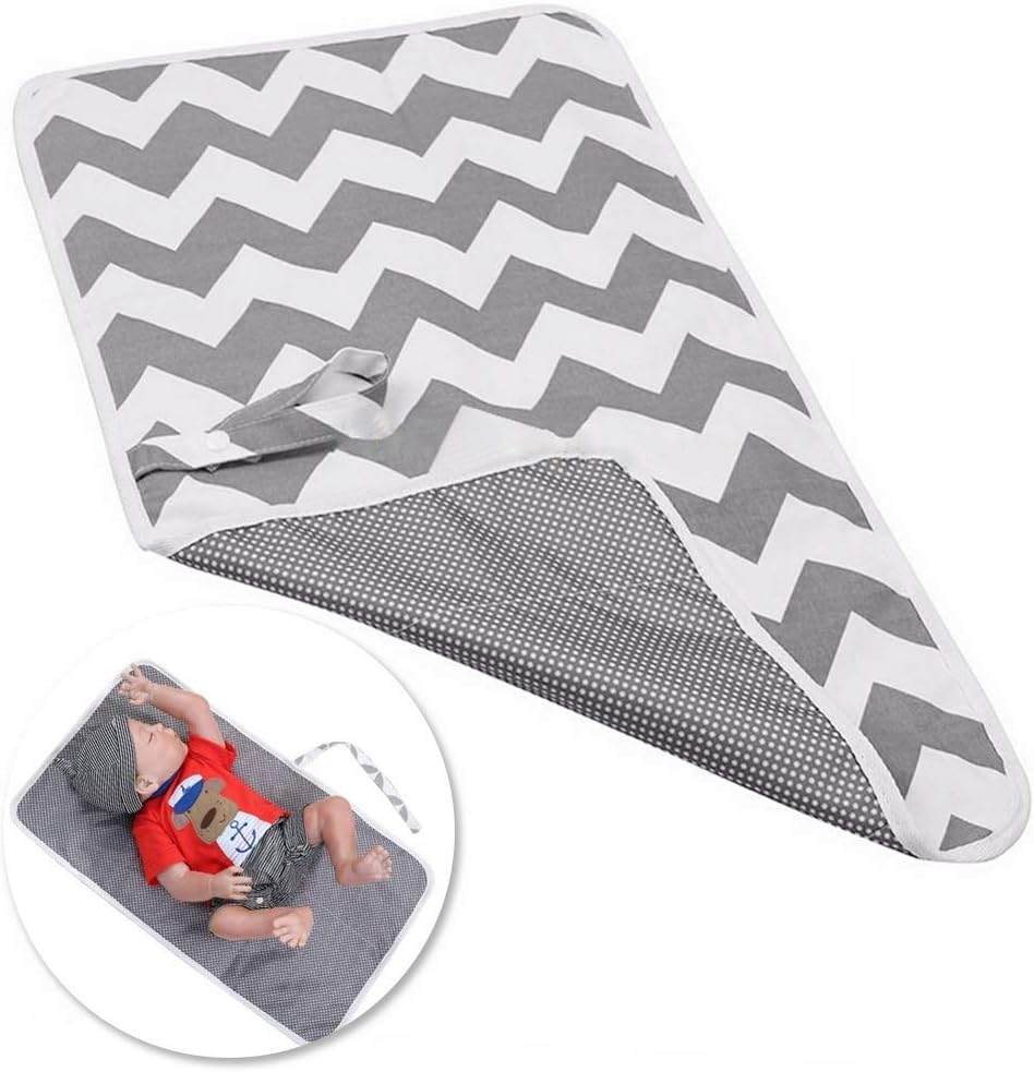 Nappy Changing Mat, Foldable Diaper Pad Waterproof Travel Changing Mat with Gray...