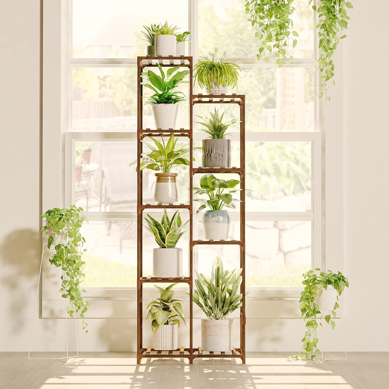 Bamworld 62 " Tall Plant Stand for Indoor Plants Outdoor Corner Plant Shelf Flow...