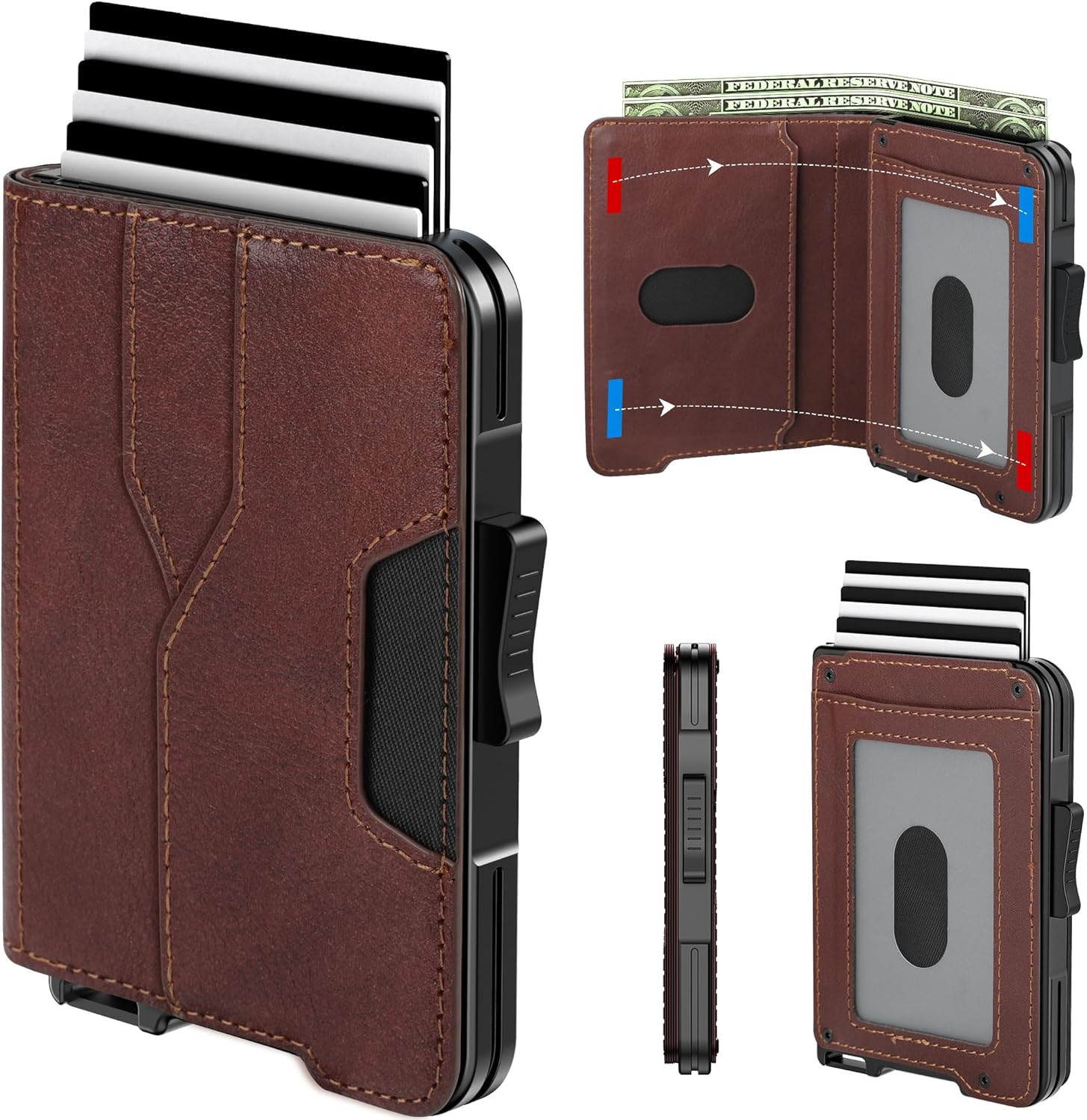 Wallet for Men - Pop Up Case, Cash Slot, and Credit Card Wallet - Slim Minimalis...