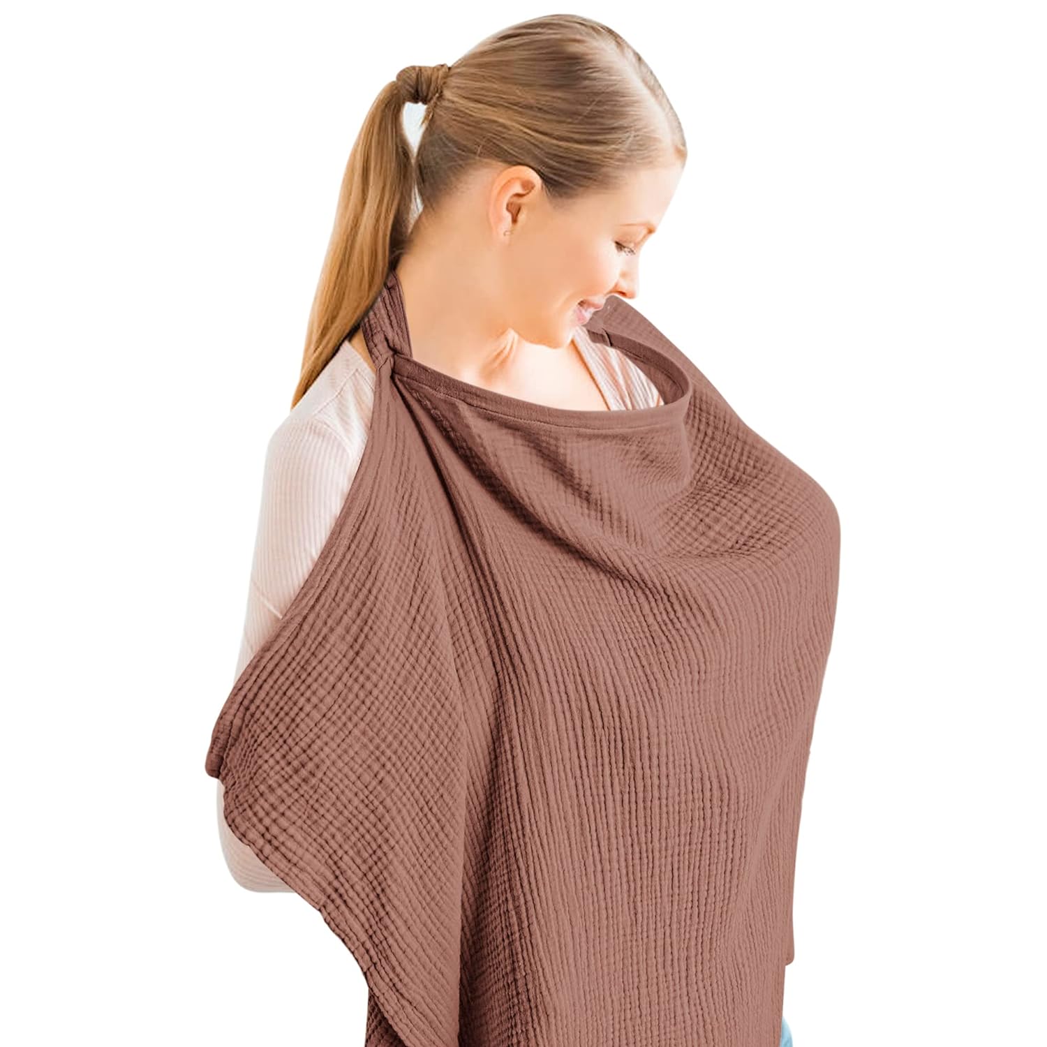 Konssy Muslin Nursing Cover for Baby Breastfeeding, Breathable 100% Cotton Breas...