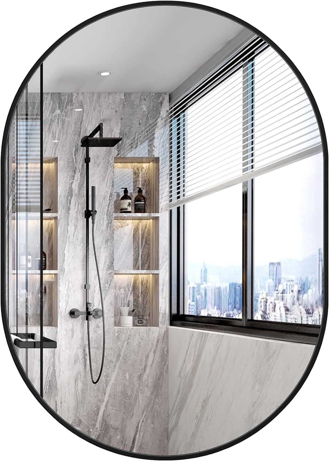 Dripex 50 x 70cm Oval Mirror, Special Wall Mounted Bathroom Mirror, Innovative H...