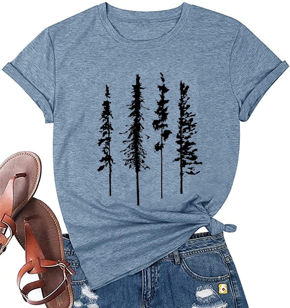 Funny Graphic Pine Tree Shirt for Women, Special Summer Hiking and Camping Tee,...