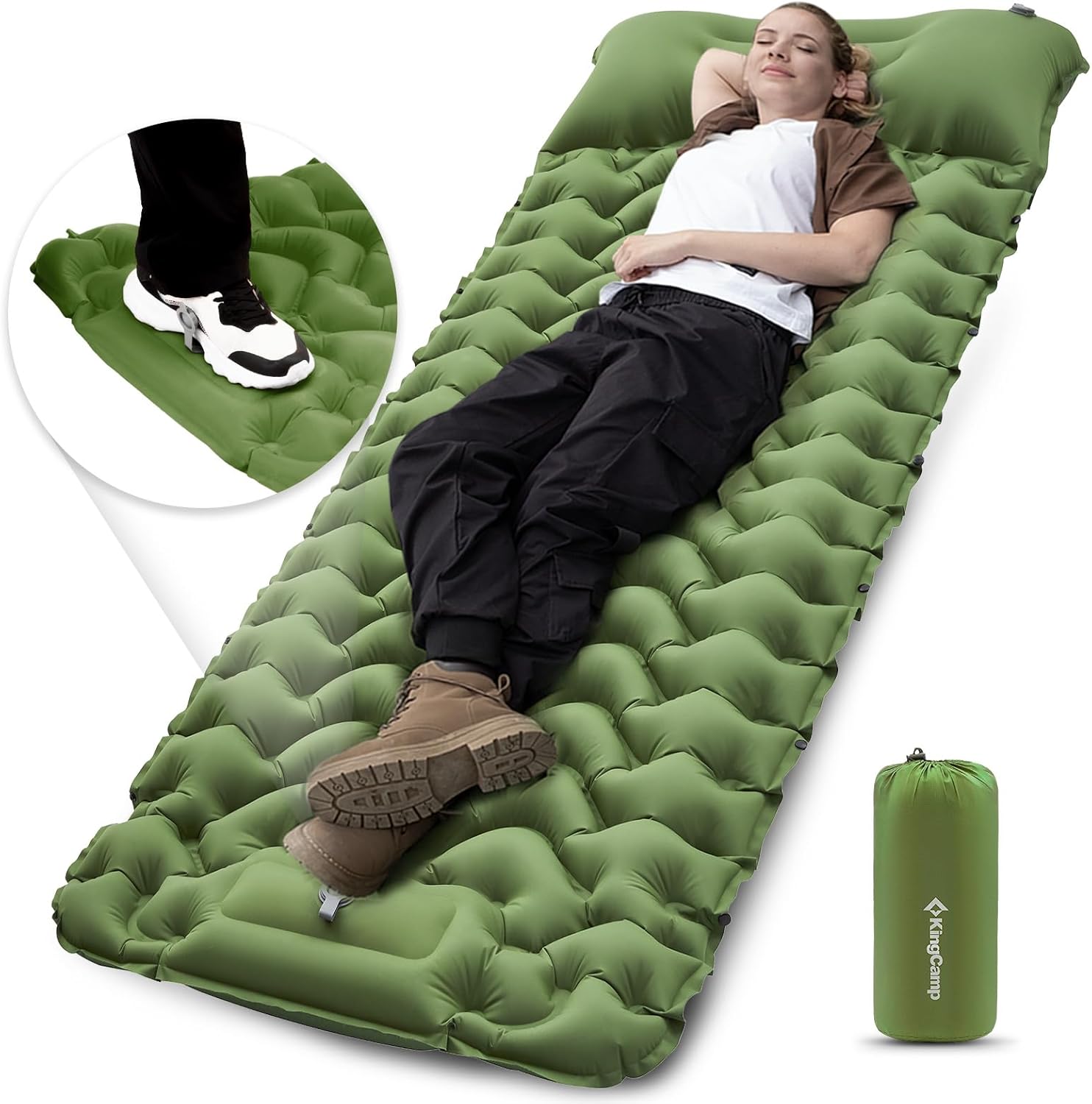 KingCamp Sleeping Pads for Camping, Self Inflating Camping Mattress with Built-i...