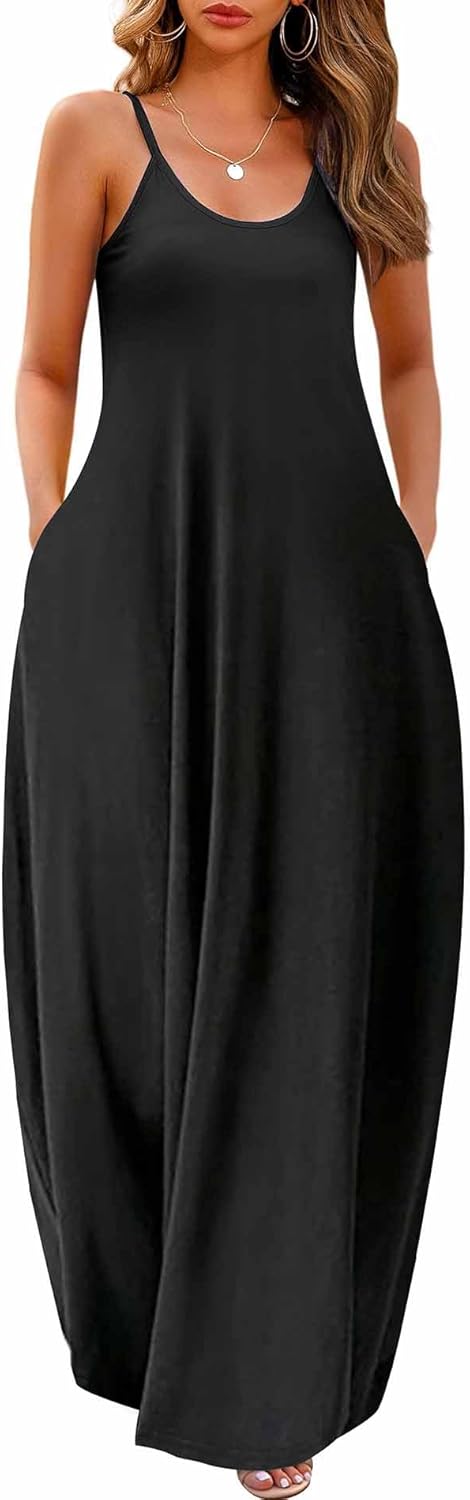 Wolddress Womens 2024 Casual Sleeveless Sundress Plus Size Loose Plain Long Summ...
