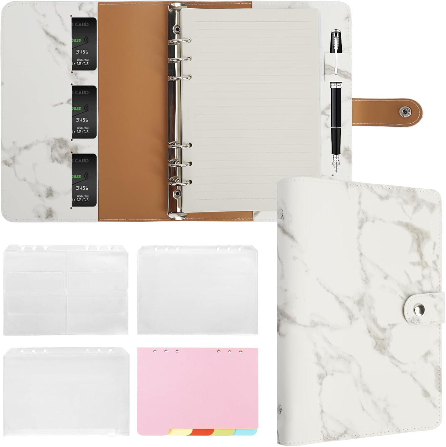 Special FYY Leather A5 Ring Binder Notebook, Unique A5 Binder with A5 Refill Pap...