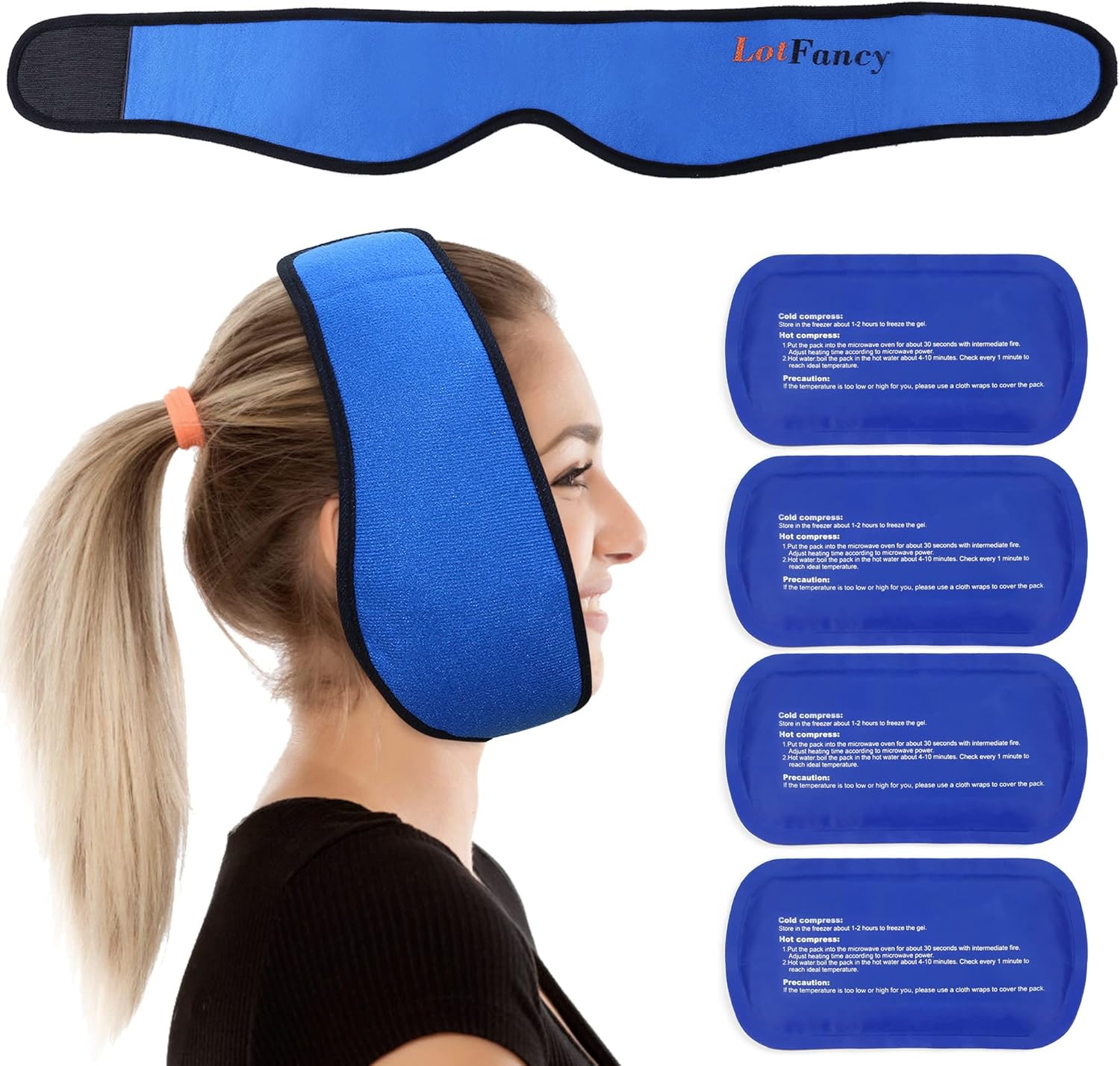 LotFancy Face Ice Pack Wrap, Special Hot Cold Therapy Wrap for TMJ, Affordable R...