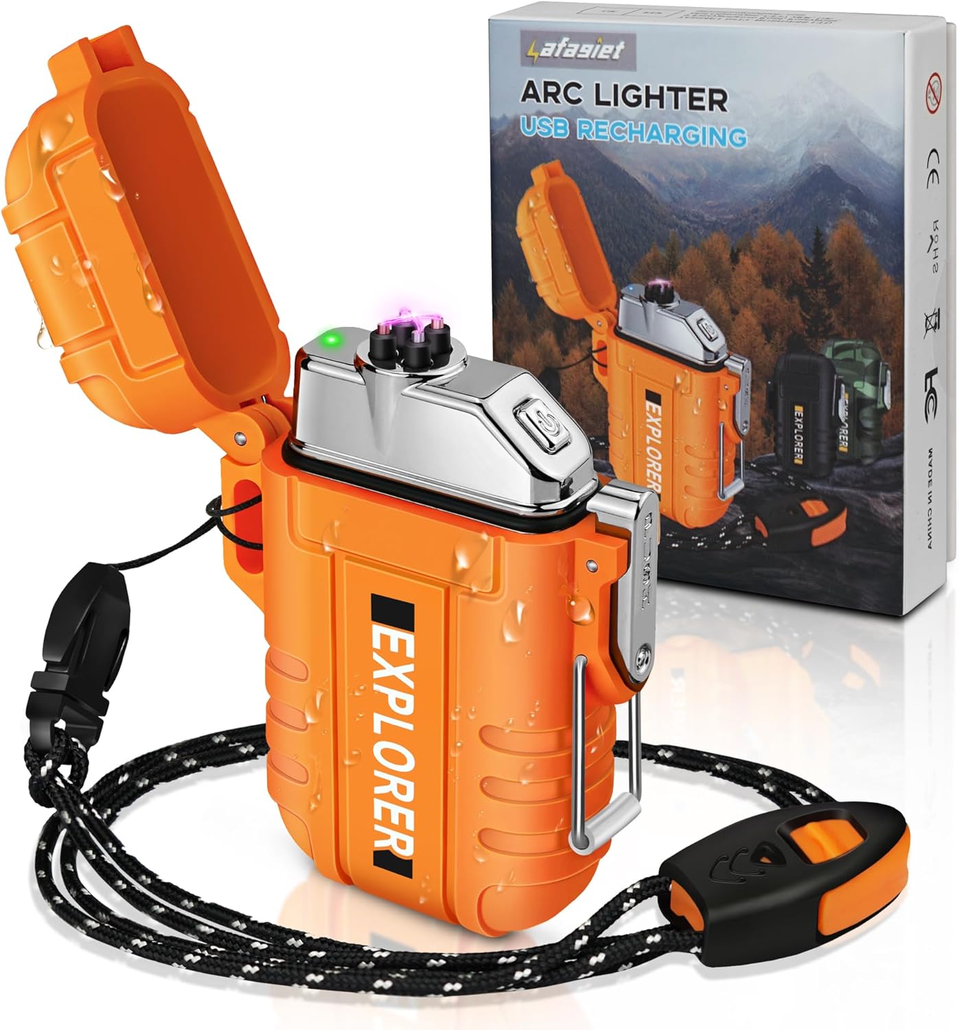 lafagiet USB Rechargeable Lighter, Waterproof Dual Arc Lighters for Camping Hiki...