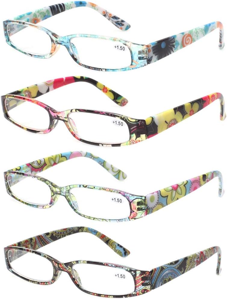 Kerecsen Women's Reading Glasses 4 Pairs Ladies Fashion Spring Hinge Readers 4 P...
