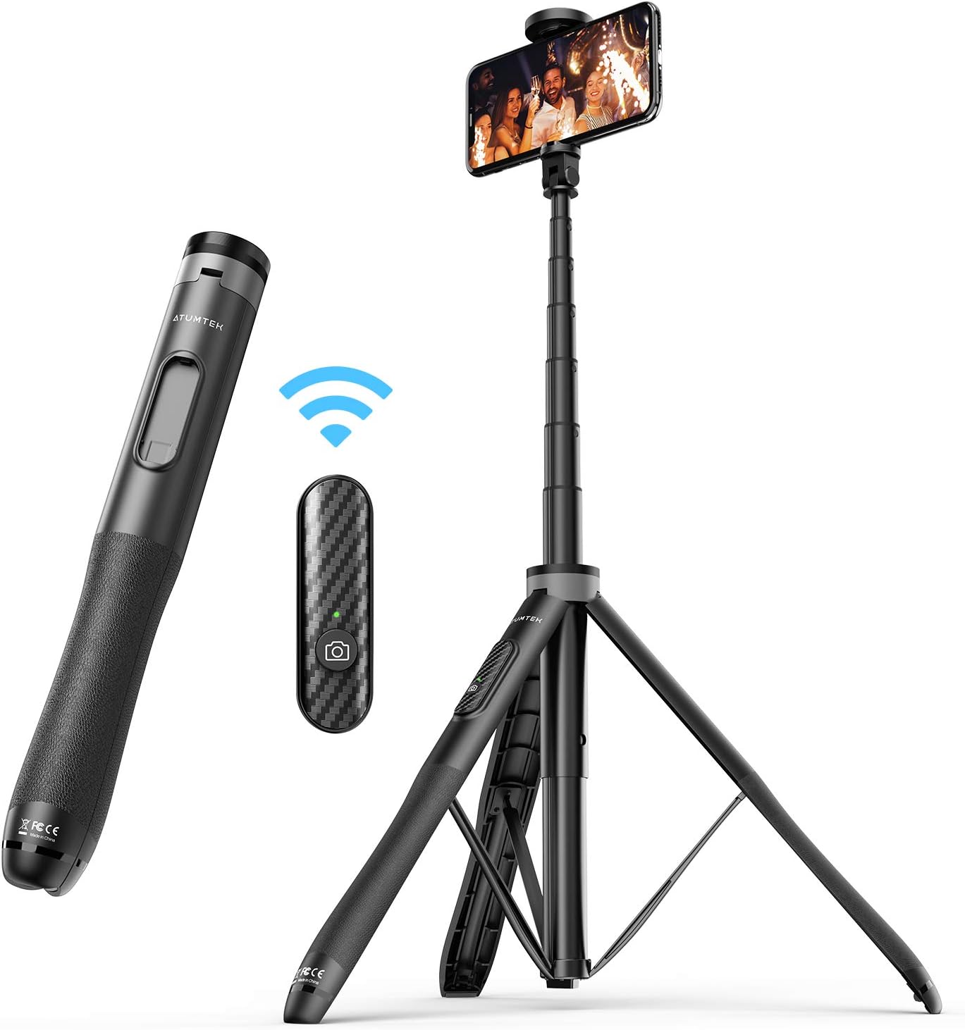 ATUMTEK 1.3m Selfie Stick Tripod, All in One Extendable Phone Tripod Stand with...