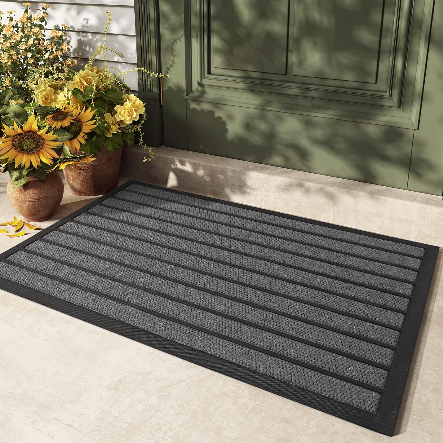 COLOR&GEOMETRY Door Mats Outdoor Heavy Duty, Dirt Trapper Outside Door Mats Non...