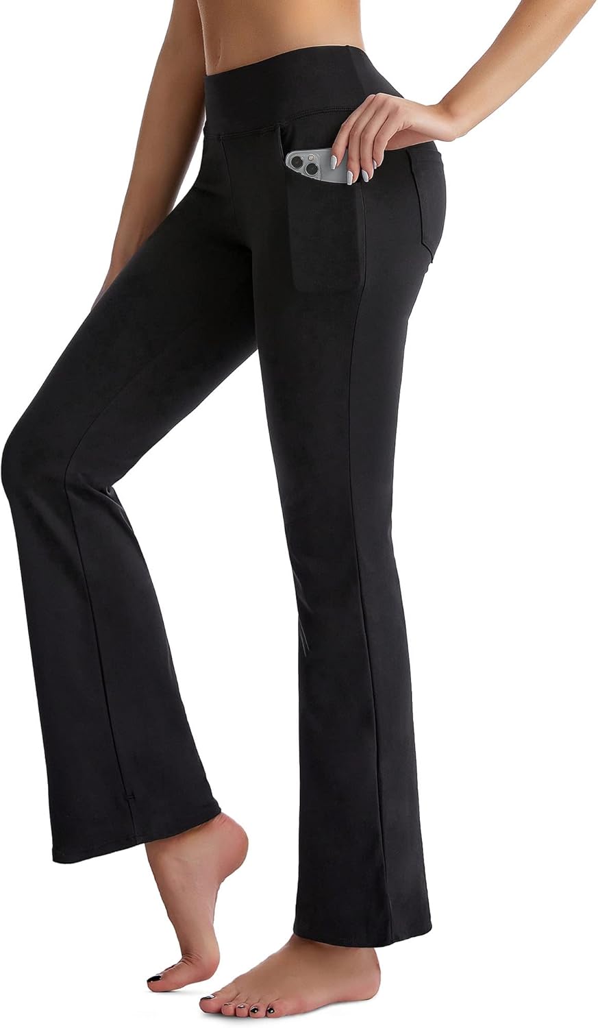 CAMBIVO Ladies Stretch Bootleg Trousers, Special Bootcut Yoga Pants for Women, C...