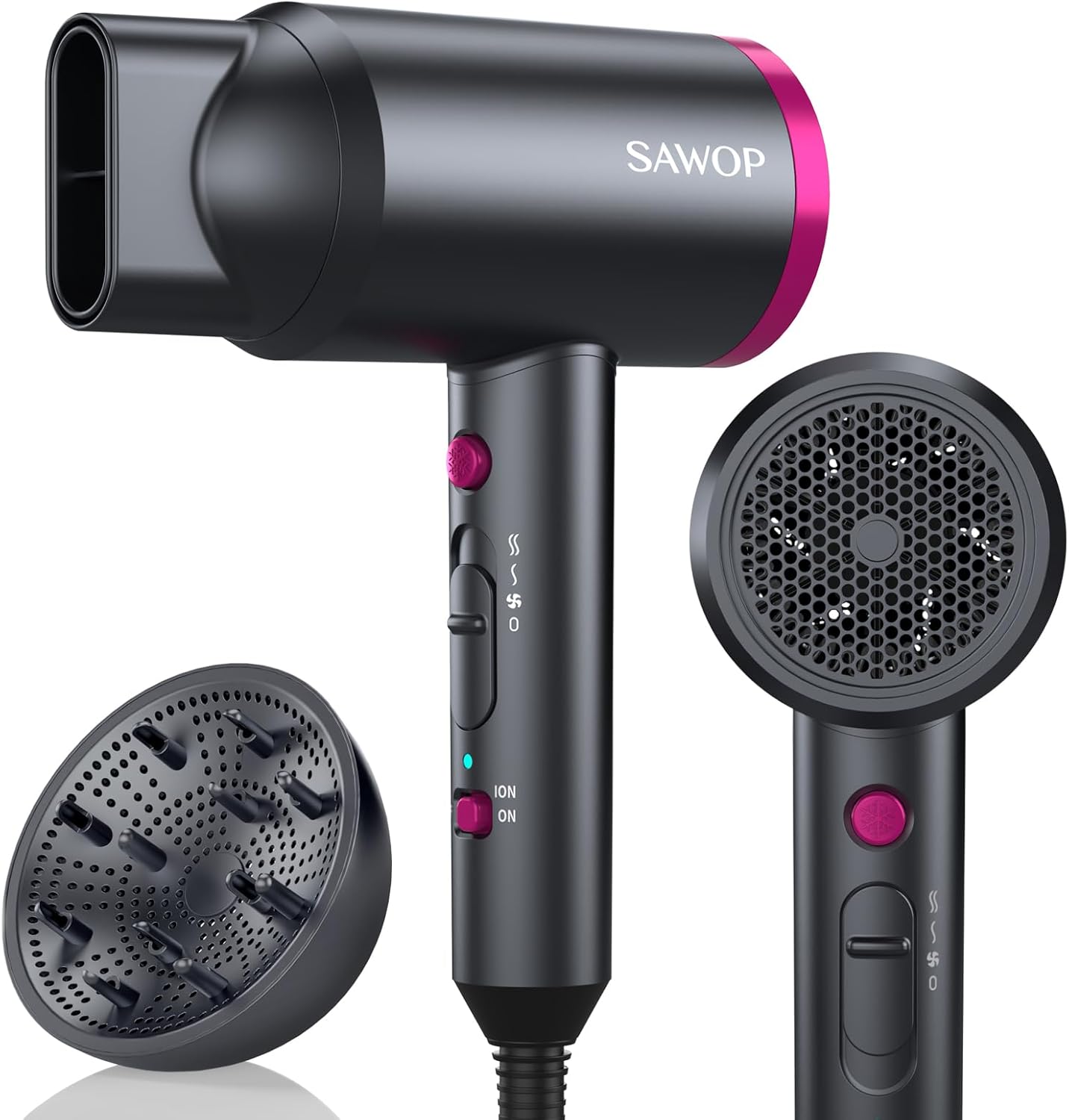 Sawop Hair Dryer with Diffuser, Lightweight Blow Dryer for Curly Hair for Women/...