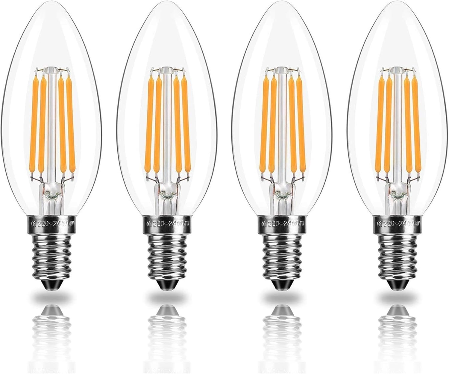 TopLeder E14 LED Candle Bulbs, C35 Dimmable Warm White 2700K 4W LED Filament Bul...