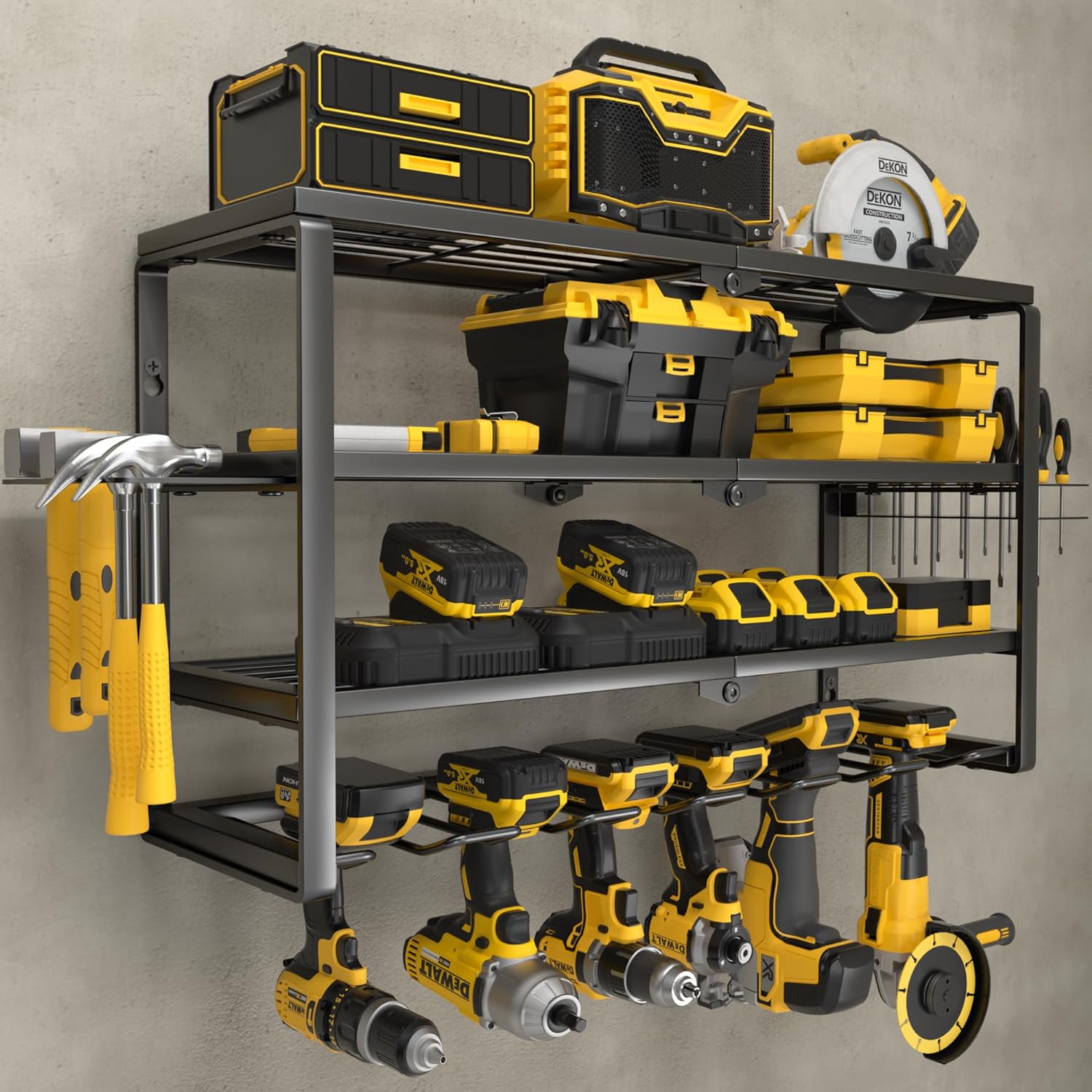 YYR 4 Layer Power Tool Organizer Wall Mount, Cordless Drill Hanger Storage Rack,...