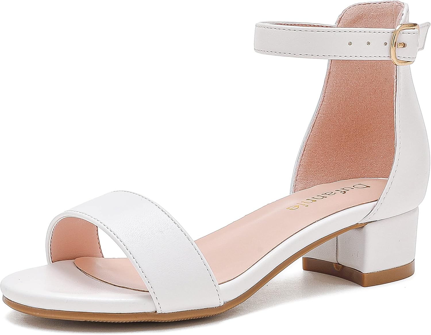 Dufannie Girls Sandals, Unique Low Heels Dress Pump Ankle Strap, Special Open To...