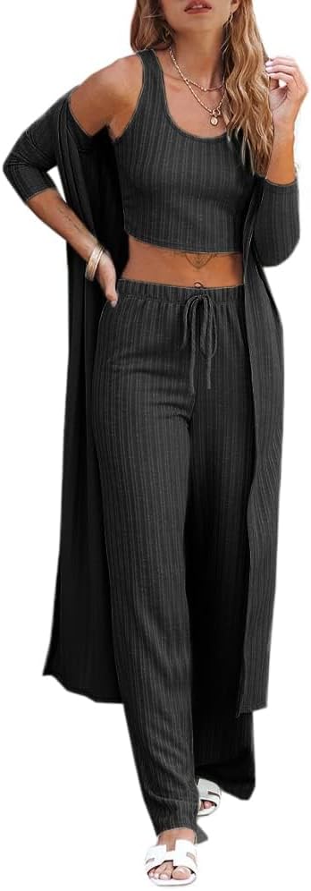 Fessceruna Women's Lounge Set, Special 3 Piece Pajamas for Comfort, Stylish Knit...